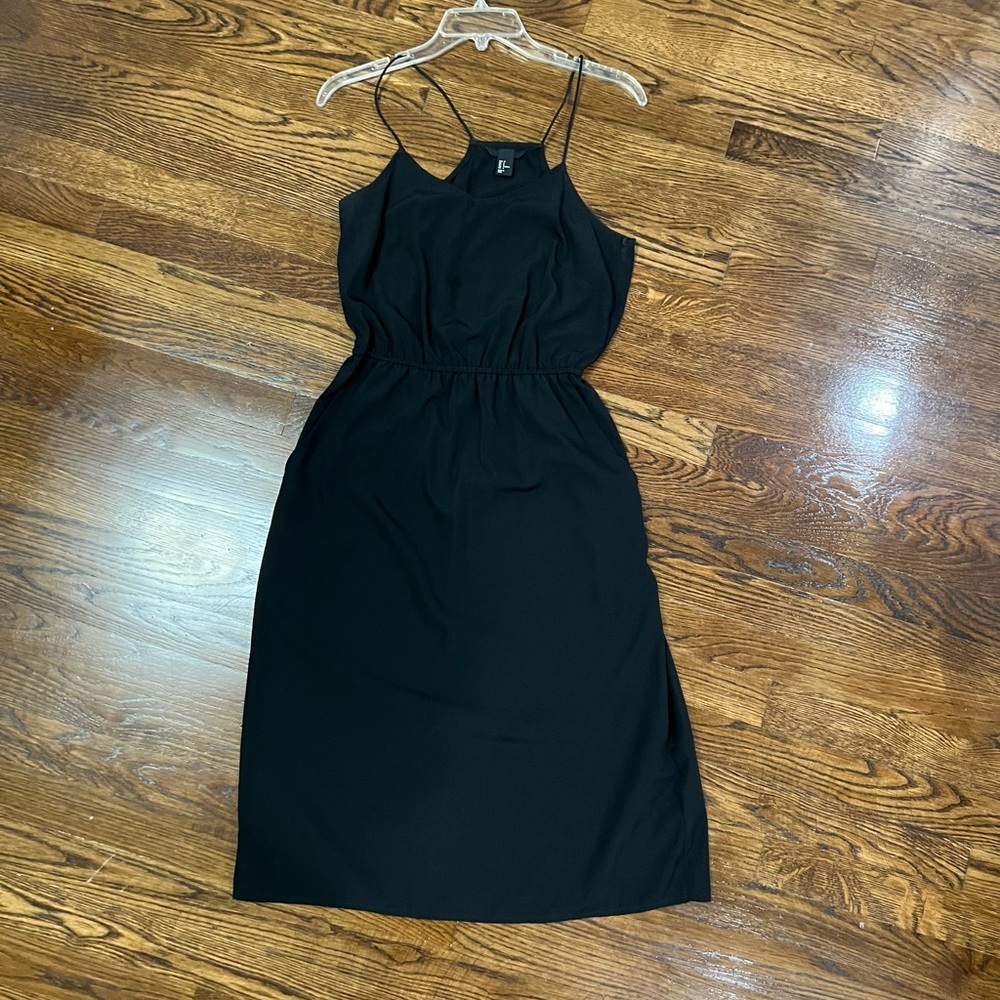 Spaghetti Strap Black Dress w/ pockets